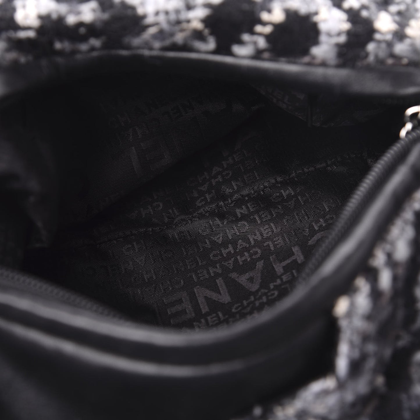 Tweed Quilted Camellia Shoulder Bag Black