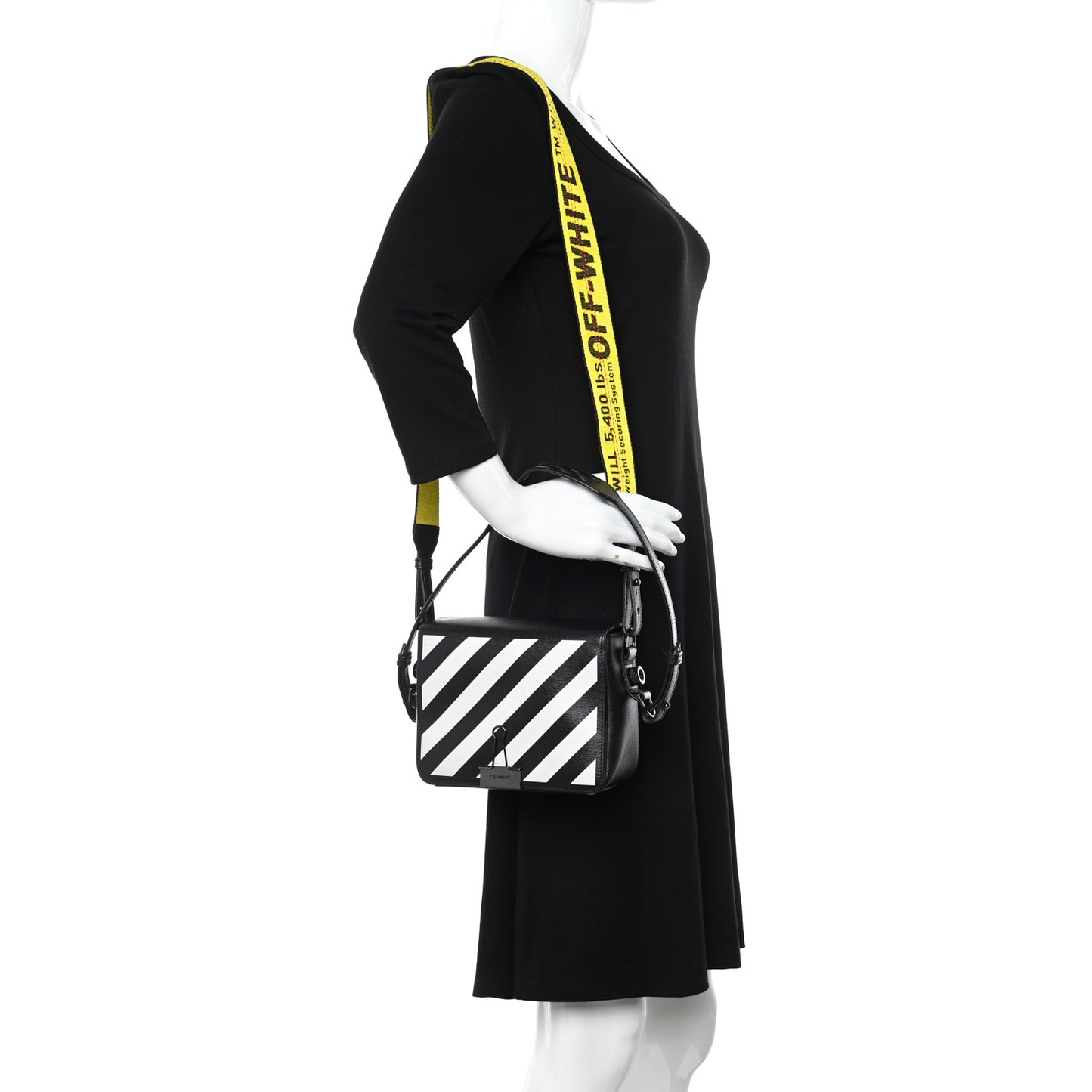 Calfskin Diag Flap Bag Black White