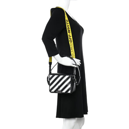 Off-White Calfskin Diag Flap Bag Black White 2 of 15