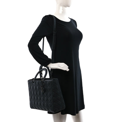 Christian Dior Ultra Matte Calfskin Cannage Large Lady Dior Black 2 of 12