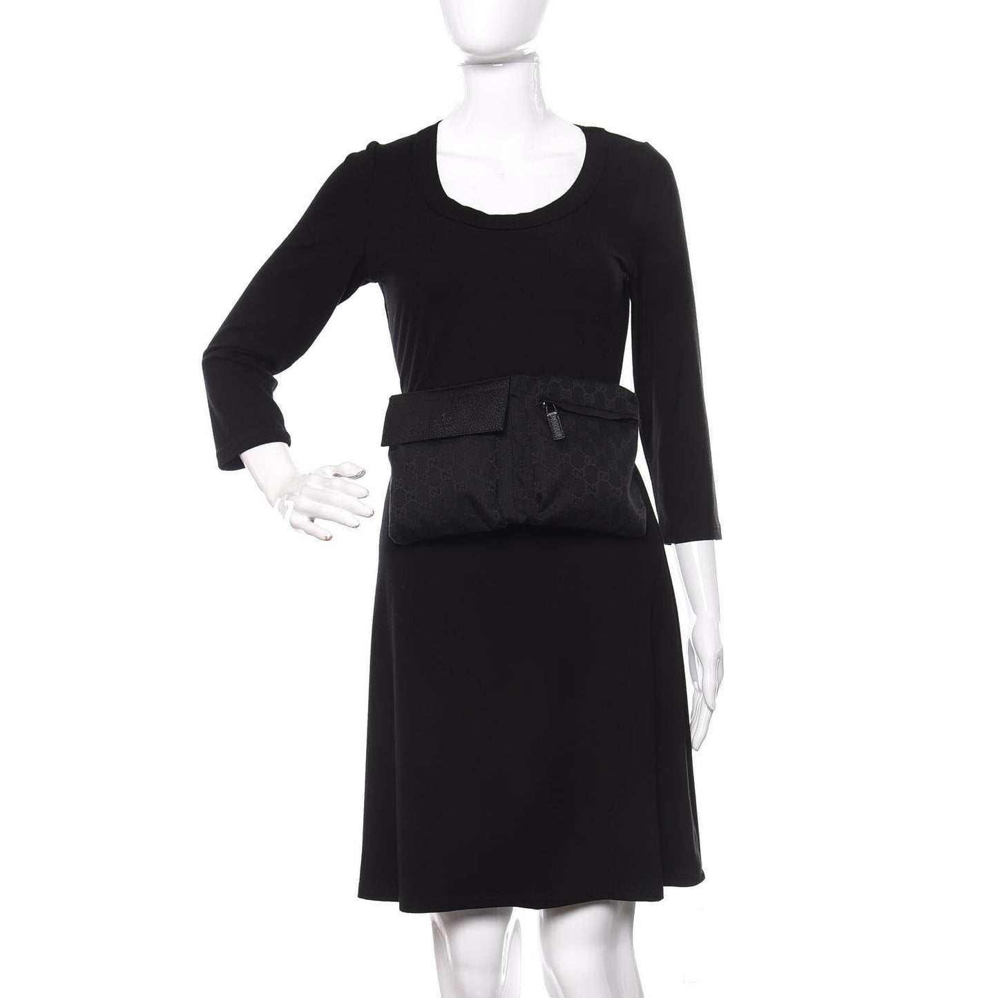 GG Monogram Double Pocket Belt Bag Black