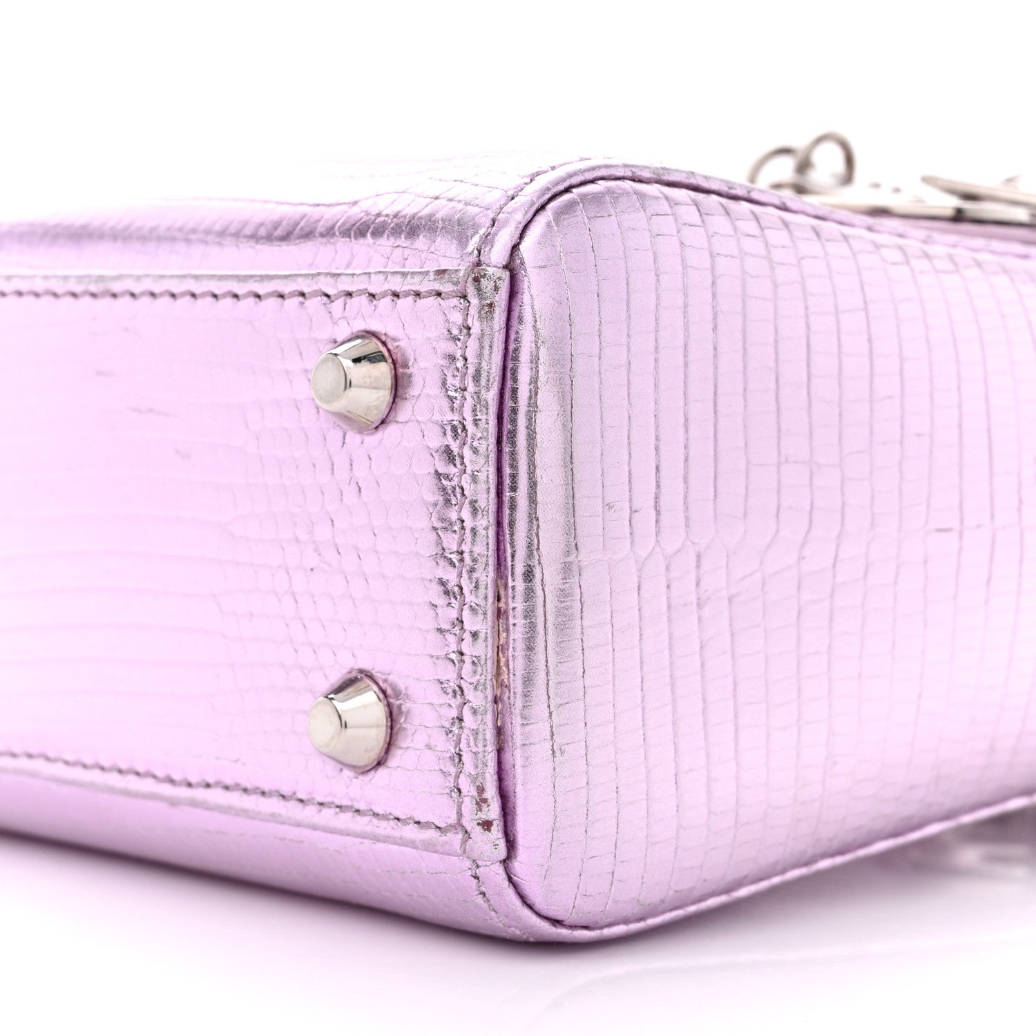 Christian Dior CHRISTIAN DIOR Metallic Lizard Mini Lady Dior Pink 10 of 17