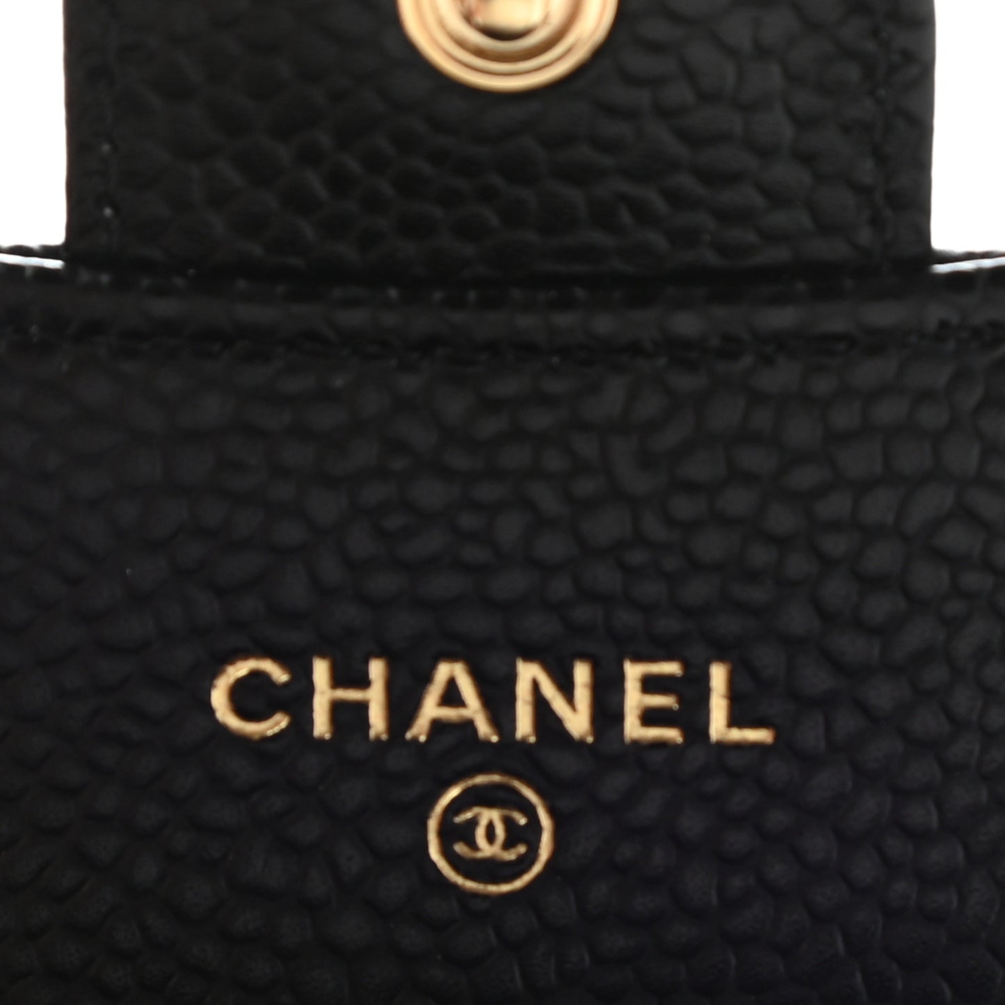 Caviar Quilted Flap Card Holder Wallet Black