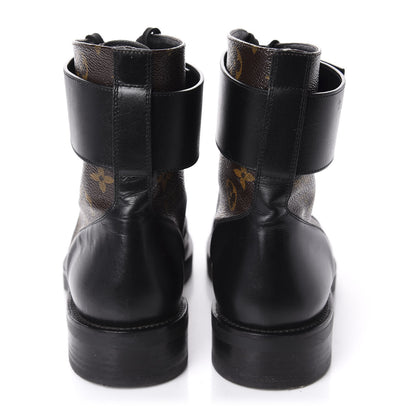 Louis Vuitton Monogram Calfskin Wonderland Flat Ranger Boots 38.5 Black 6 of 10
