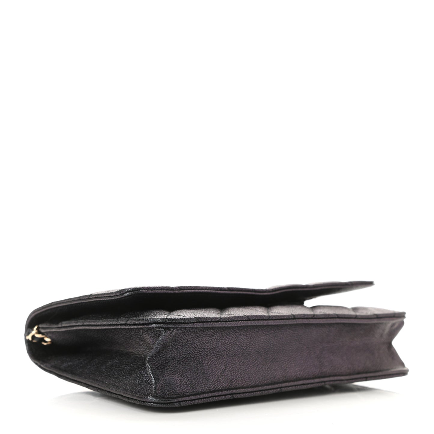 Iridescent Caviar Quilted Wallet On Chain WOC Black