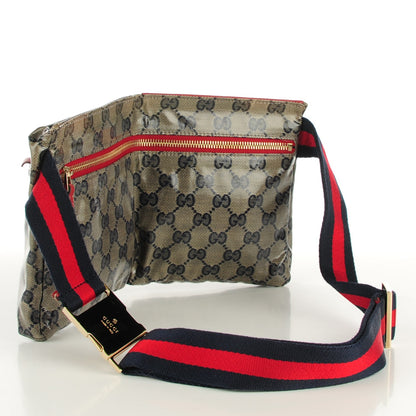 Gucci Crystal Monogram Web Double Pocket Belt Bag Navy Red 3 of 6