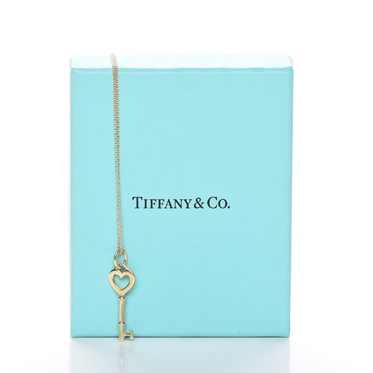 Tiffany 18K Yellow Gold Mini Heart Key Pendant Necklace 9 of 9