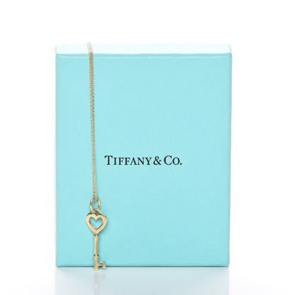 Tiffany 18K Yellow Gold Mini Heart Key Pendant Necklace 9 of 9