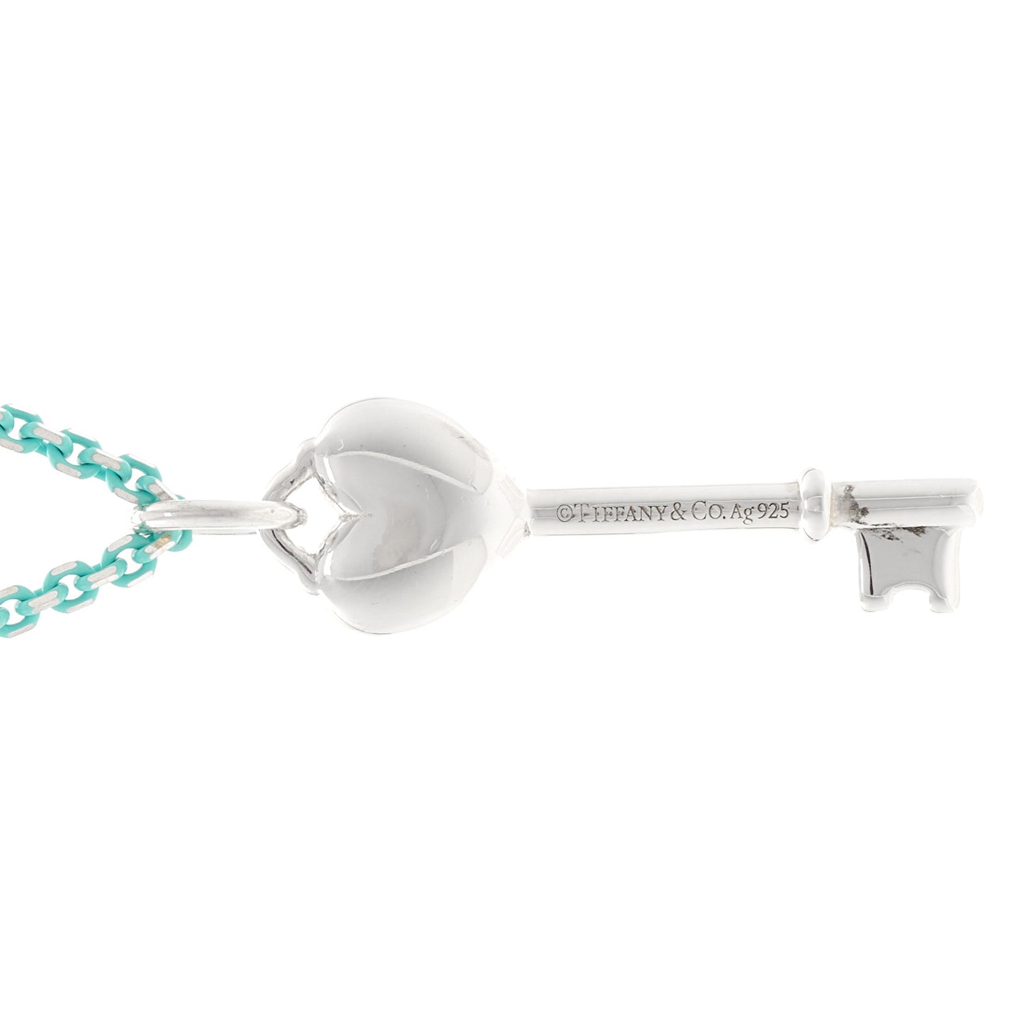 Sterling Silver Enamel Heart Key Pendant Chain Necklace Blue