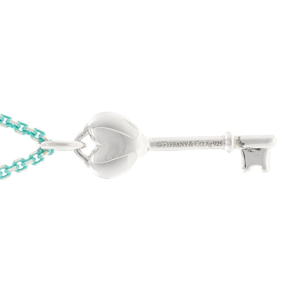 Tiffany Sterling Silver Enamel Heart Key Pendant Chain Necklace Blue 4 of 6