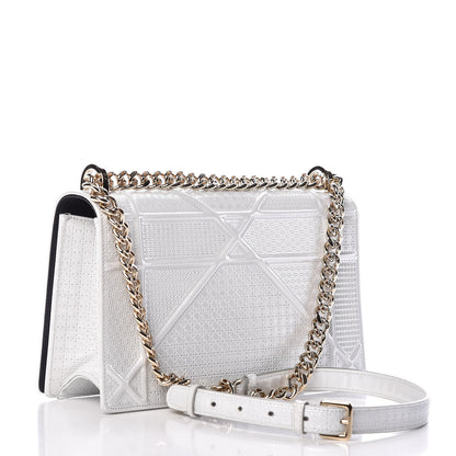 Christian Dior Patent Micro-Cannage Medium Diorama Flap Bag White 3 of 9