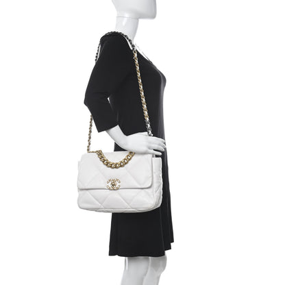 Chanel Lambskin Quilted Large Chanel 19 Flap White 2 of 13