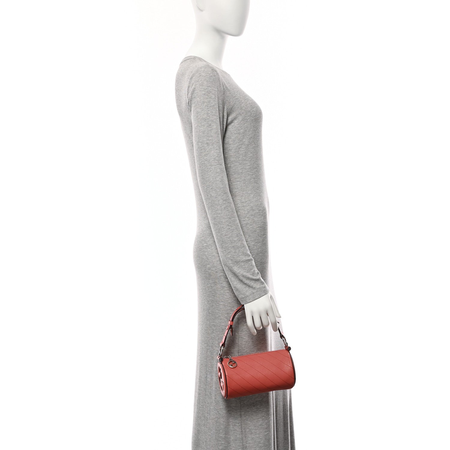 Gucci Sakai Be Green Calfskin Diagonal Stitched Mini Blondie Barrel Shoulder Bag Pink 2 of 10