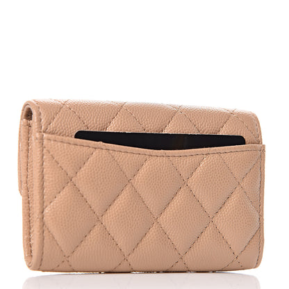 Chanel Caviar Quilted Flap Card Holder Wallet Beige 3 of 9