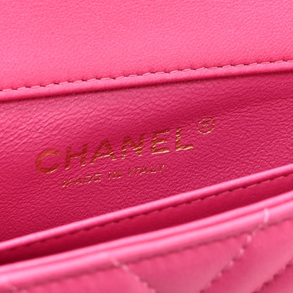 Chanel Lambskin Chevron Quilted Mini Rectangular Flap Pink 6 of 10