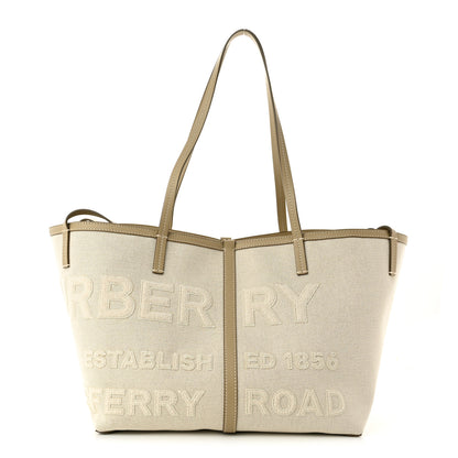 Burberry Cotton Canvas Mini Logo Horseferry Tote Bag Off White 3 of 10
