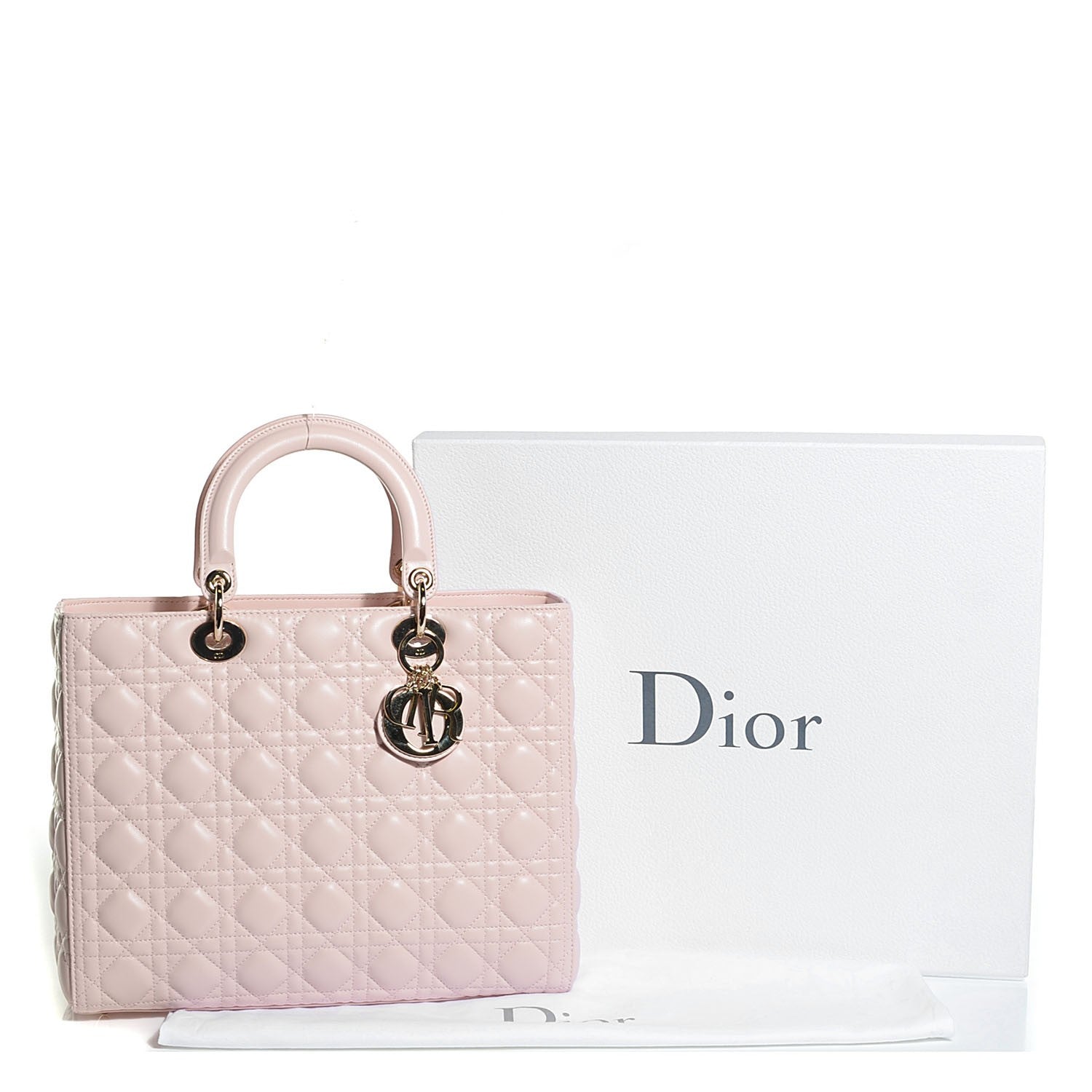 Christian Dior Lambskin Cannage Large Lady Dior Rose Poudre 5 of 8