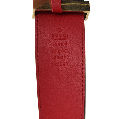 Gucci Moon Calfskin Torchon Double G 40mm Belt 80 32 Hibiscus Red 4 of 5