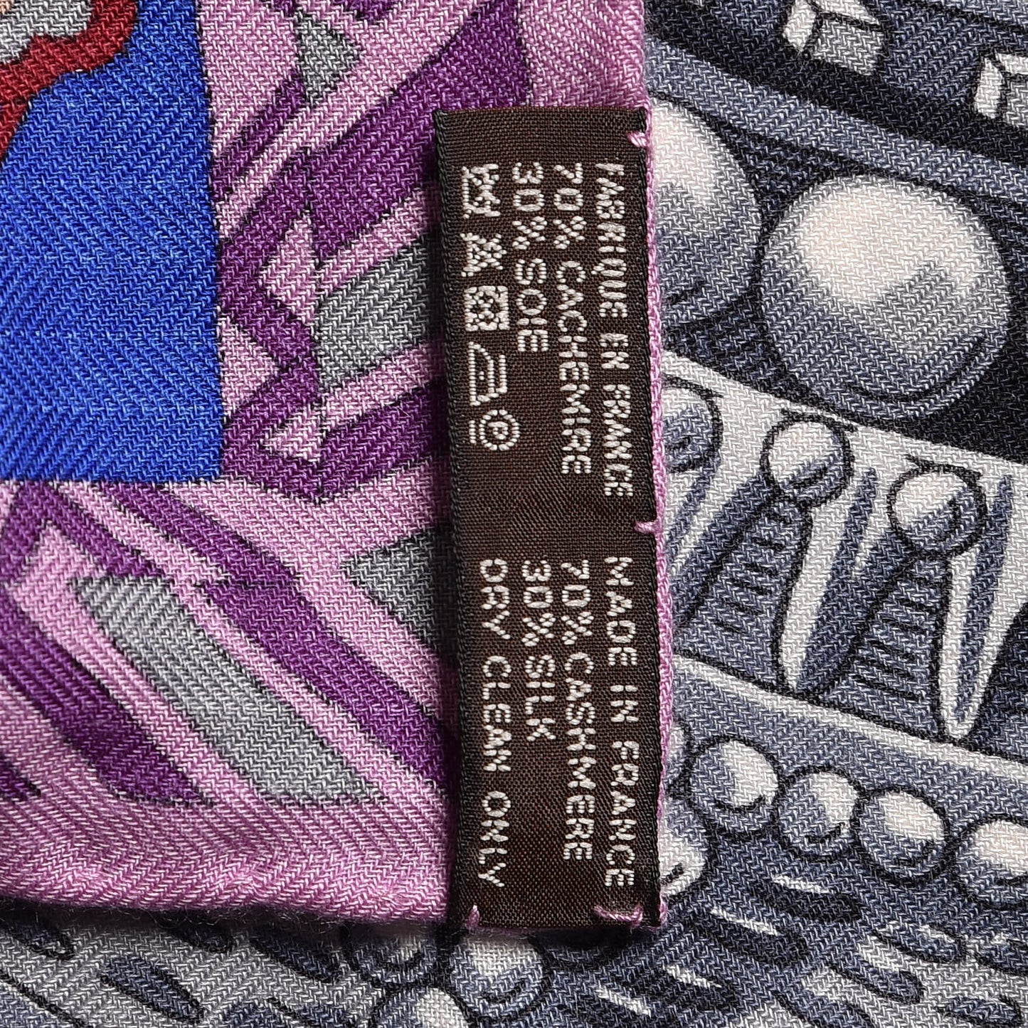 Cashmere Silk Zenobie Reine De Palmyre Shawl 140 Fuchsia Gris Acier Violet
