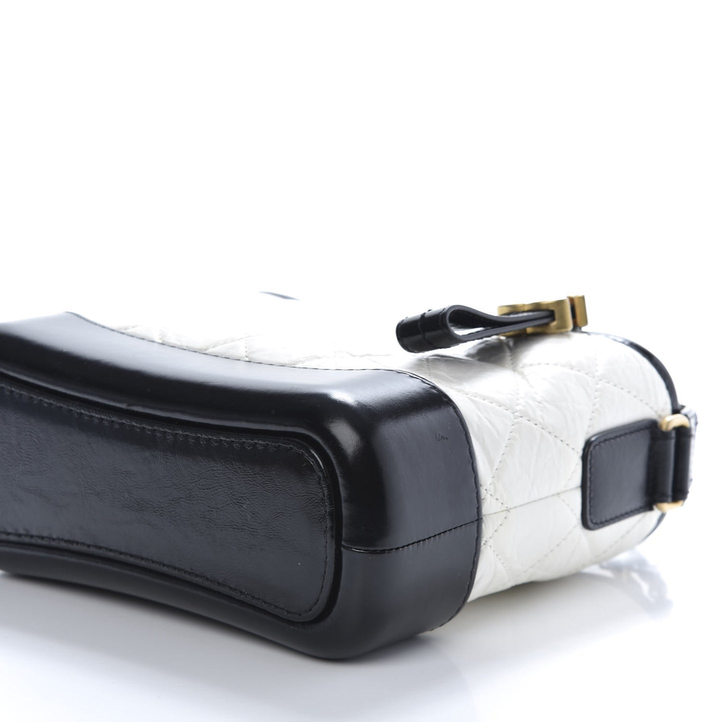 Aged Calfskin Quilted Small Gabrielle Hobo Black White