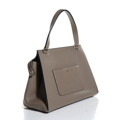 Celine Drummed Calfskin Medium Edge Shoulder Bag Grey 10 of 14