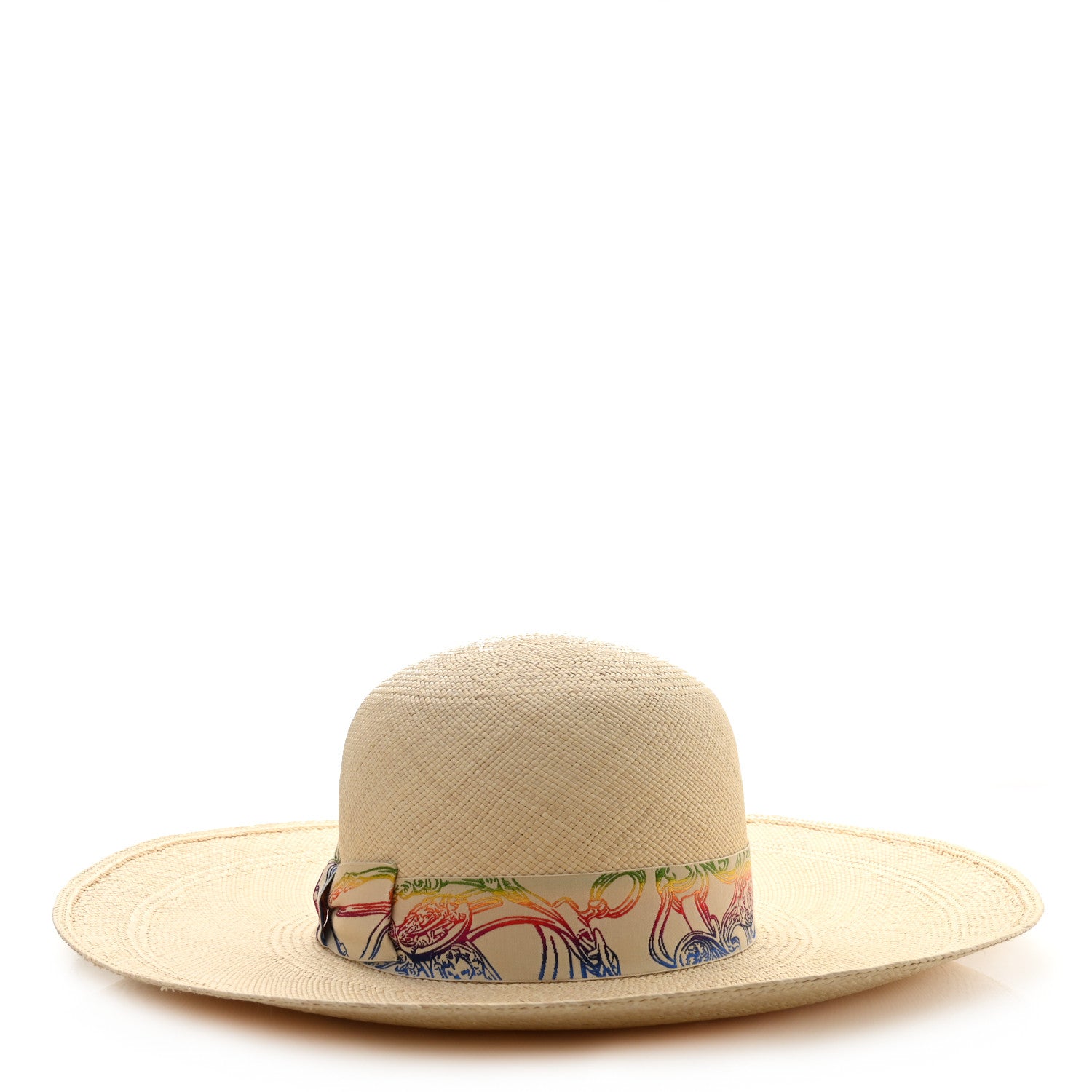 Hermes Straw Panama Brisa Brides De Gala Hat 58 Naturel Multicolore 3 of 8