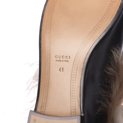 Gucci Malaga Kid Fur Womens Jordaan Loafers 41 Black Natural 8 of 12
