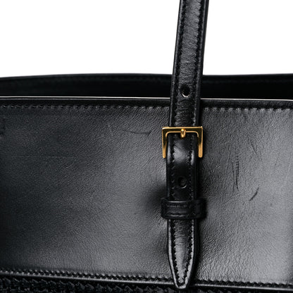 Saint Laurent Calfskin Raffia Medium Shopper Tote Black 12 of 15