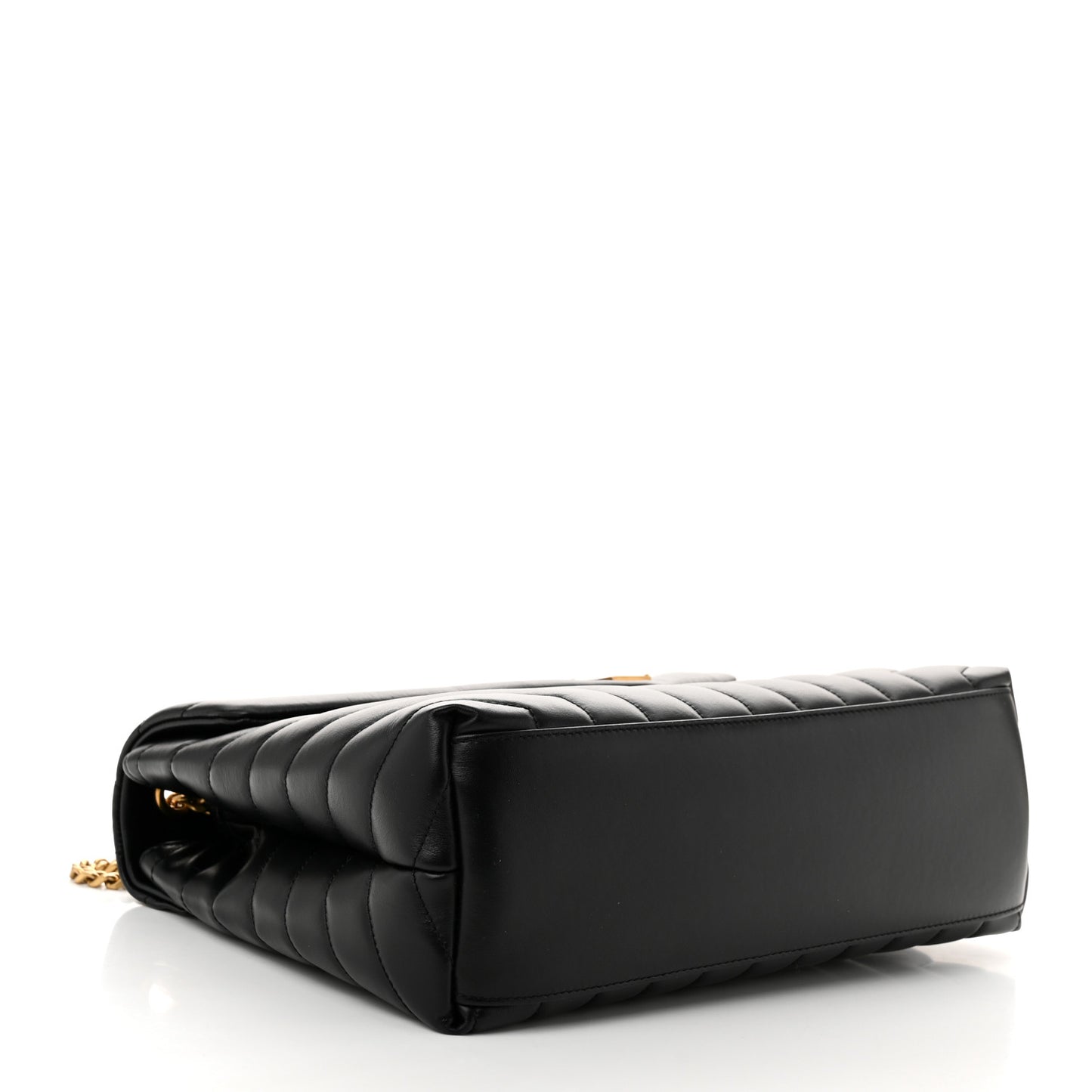Calfskin Y Quilted Monogram Medium Loulou Chain Satchel Black