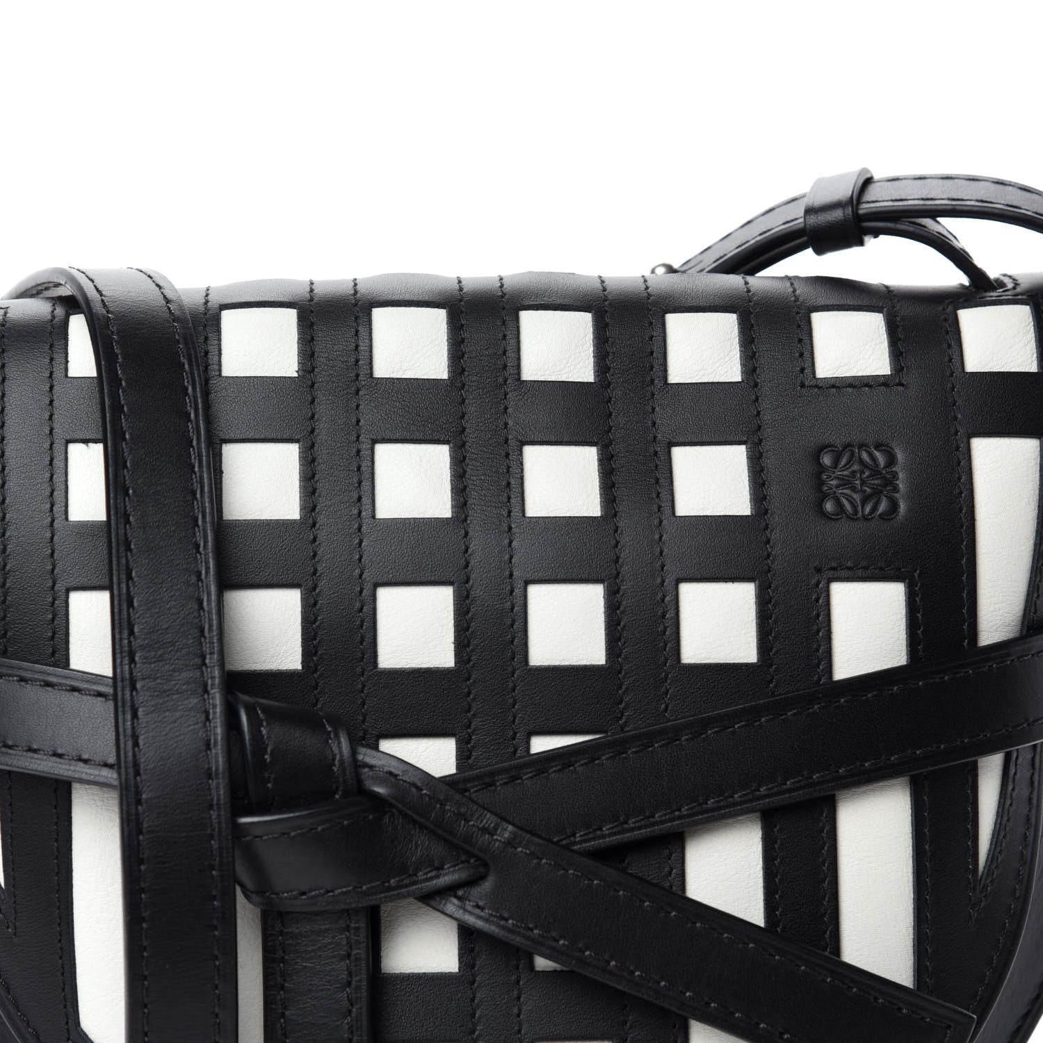 Loewe Calfskin Small Gate Crossbody Bag Black White 10 of 10