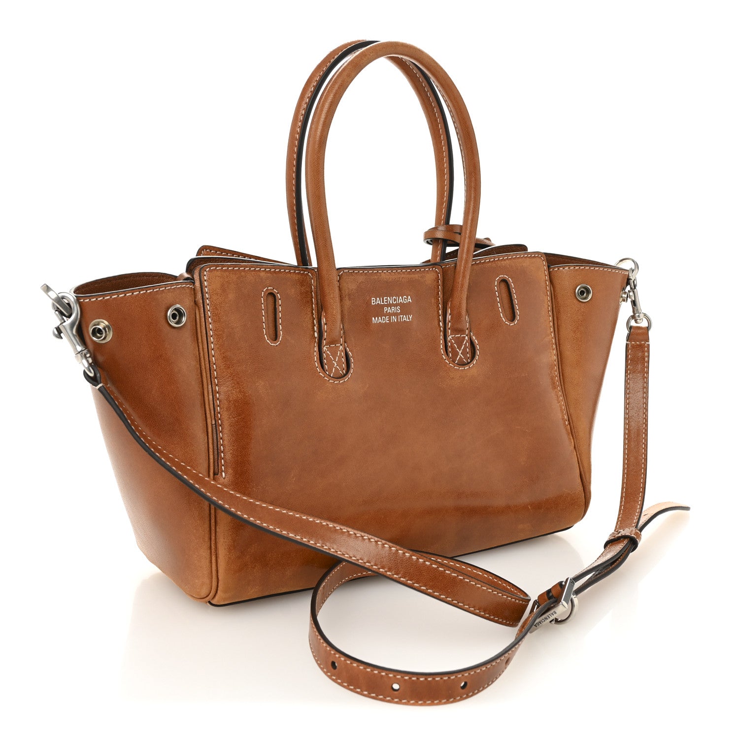 Balenciaga Vegetable Tanned Lambskin Mini Bel Air Carry All Bag Tan Cowboy 3 of 10