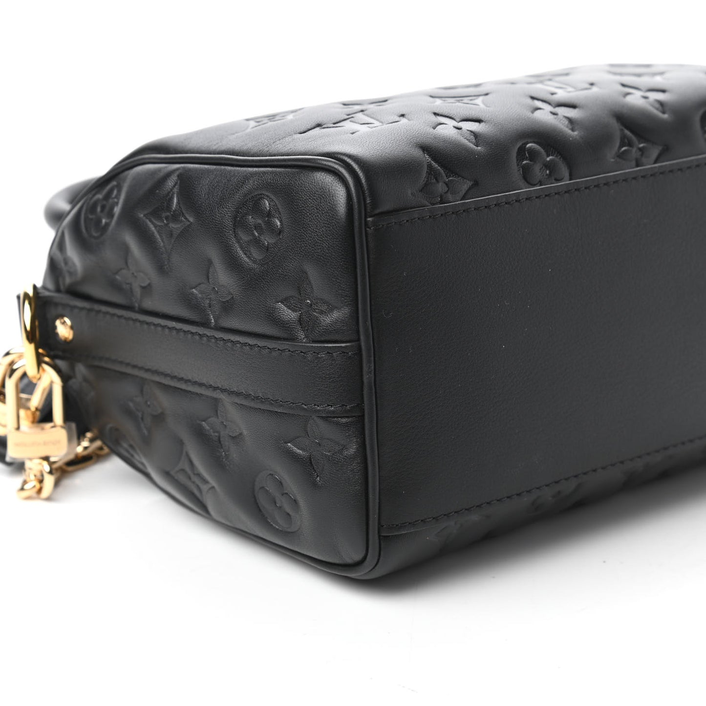Lambskin Embossed Monogram Speedy 22 Bandouliere Black