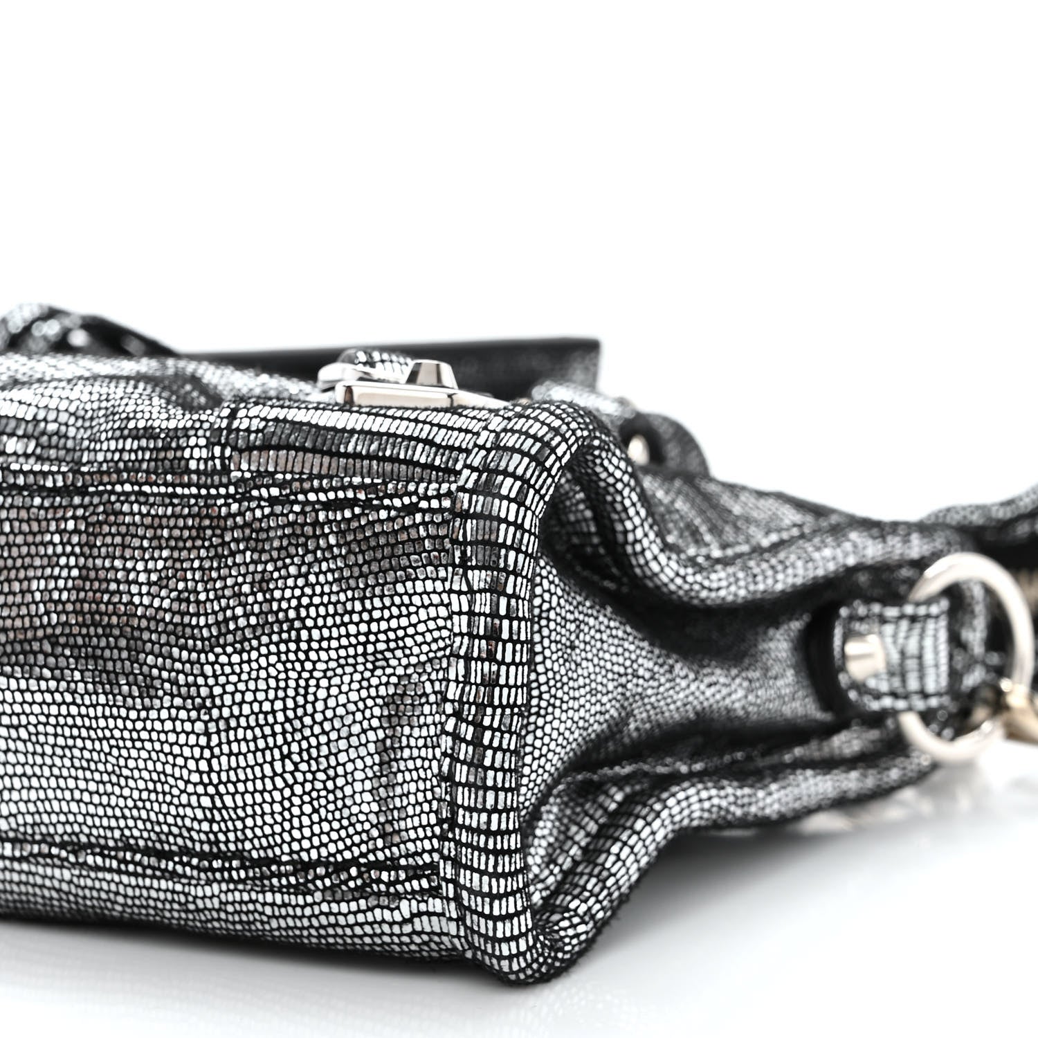 Balenciaga Metallic Calfskin Lizard Embossed Silver Metallic Edge Hardware Nano City Silver 10 of 10