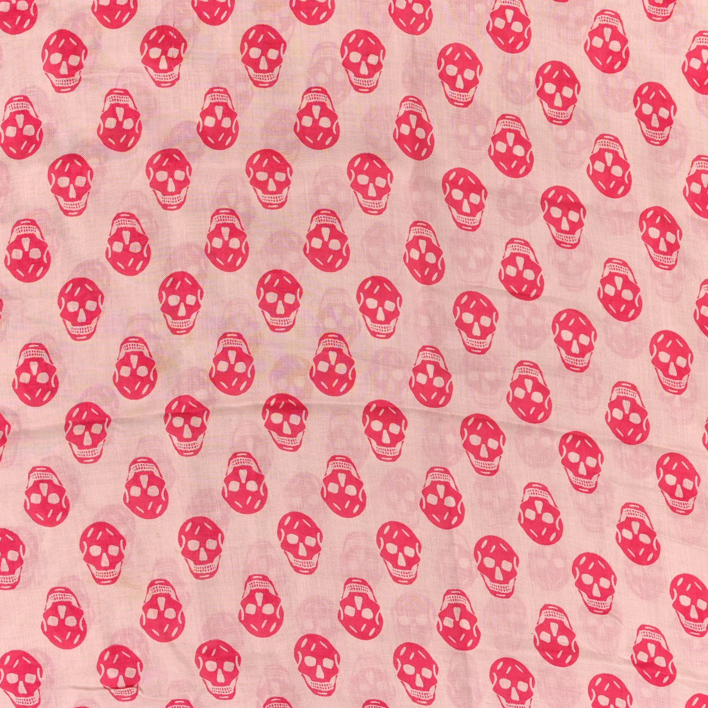Silk Skull Scarf Off White Raspberry Pink