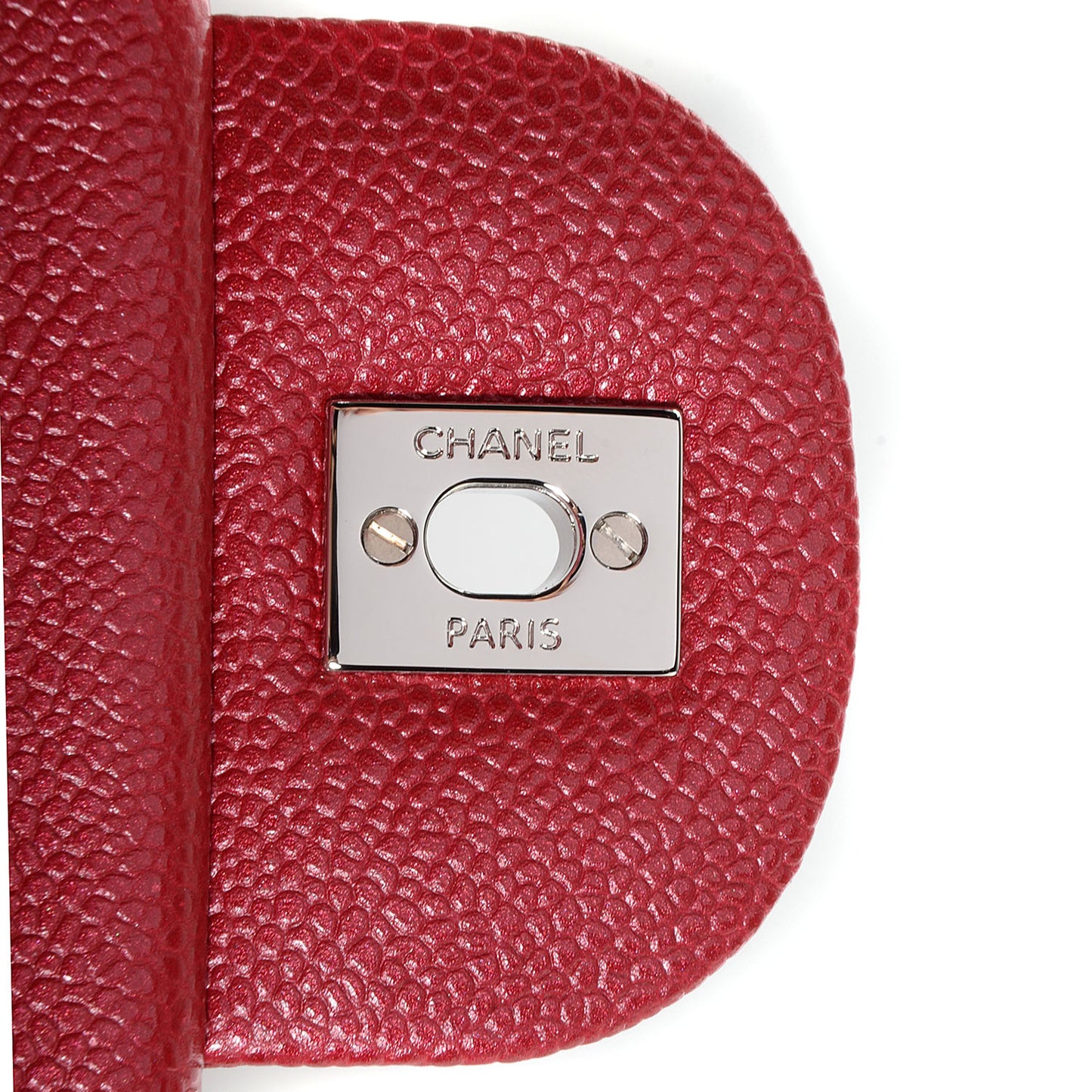 Pearly Caviar Jumbo Double Flap Dark Pink