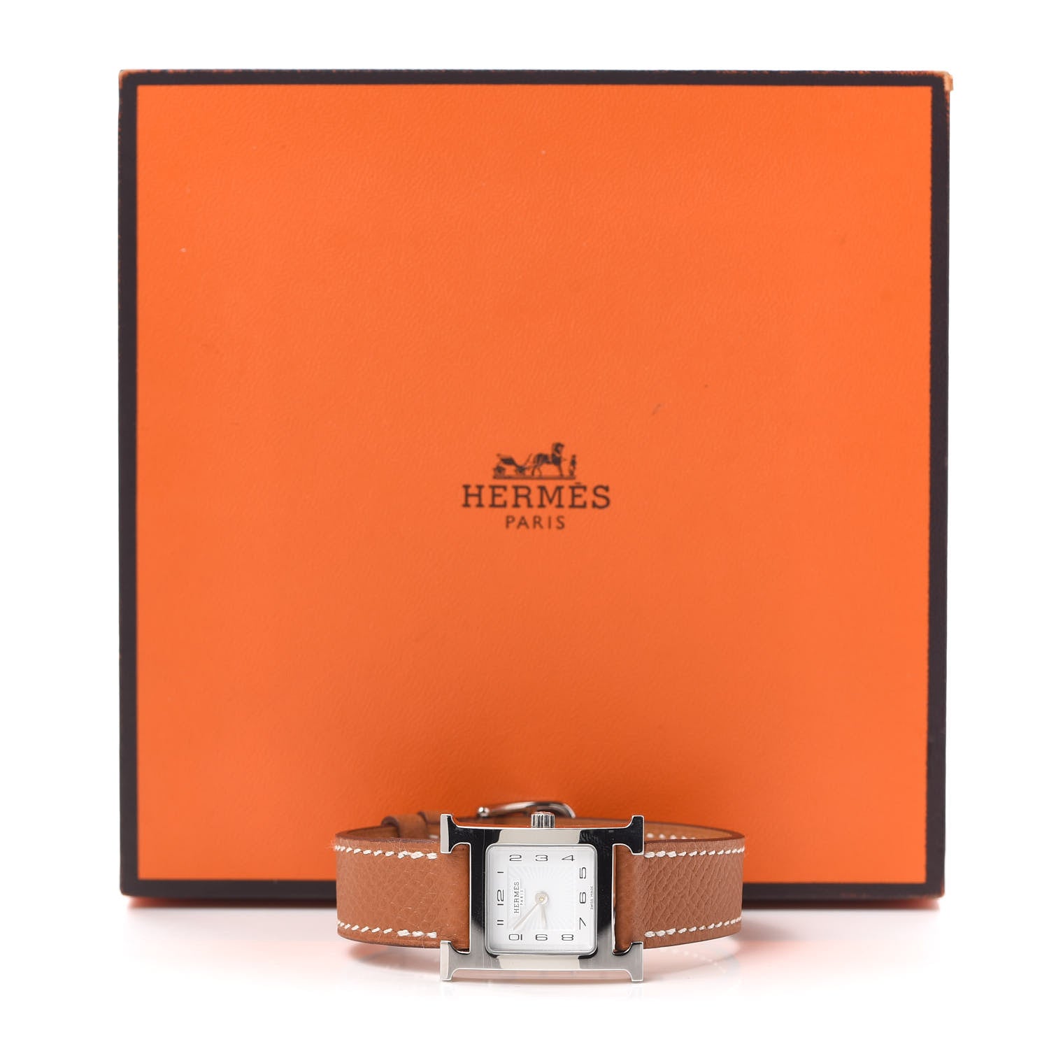 Hermes Stainless Steel Epsom 21mm Heure H Hour Quartz Watch Gold 6 of 6