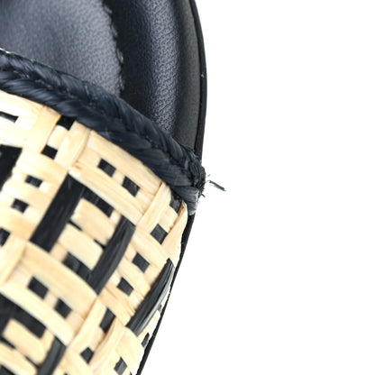 Fendi Raffia FF Flat Slide Sandals 37 Natural Black 8 of 14