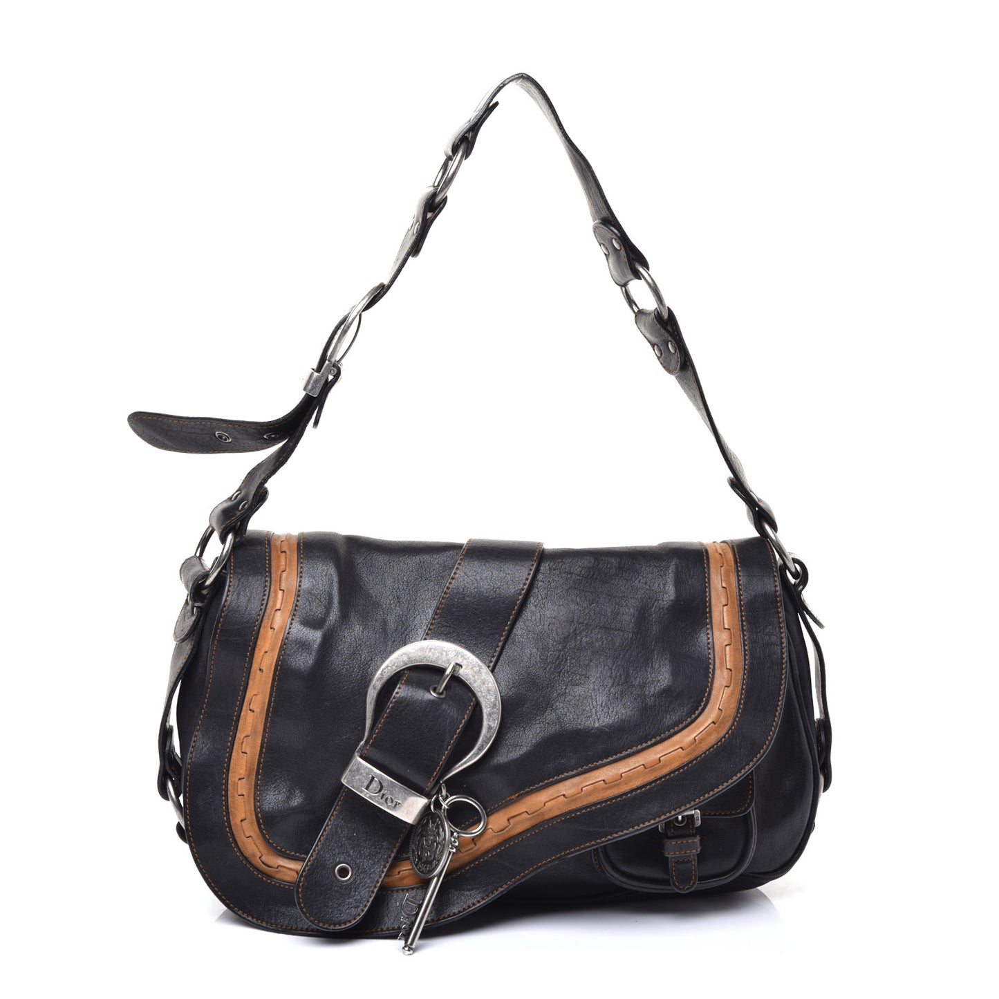 Calfskin Medium Gaucho Double Saddle Bag Black