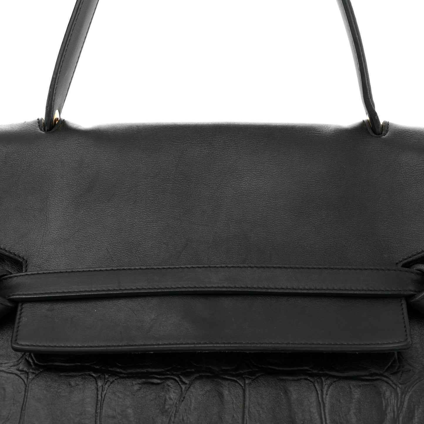 Calfskin Crocodile Embossed Small Belt Bag Black