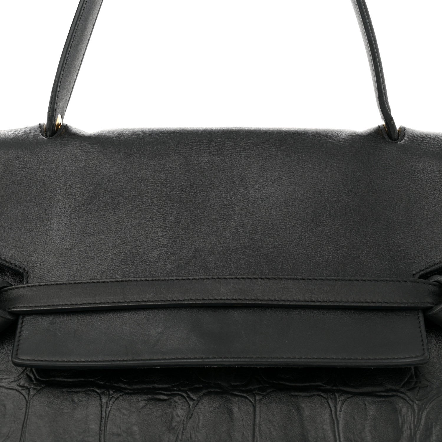 Celine Calfskin Crocodile Embossed Small Belt Bag Black 7 of 13