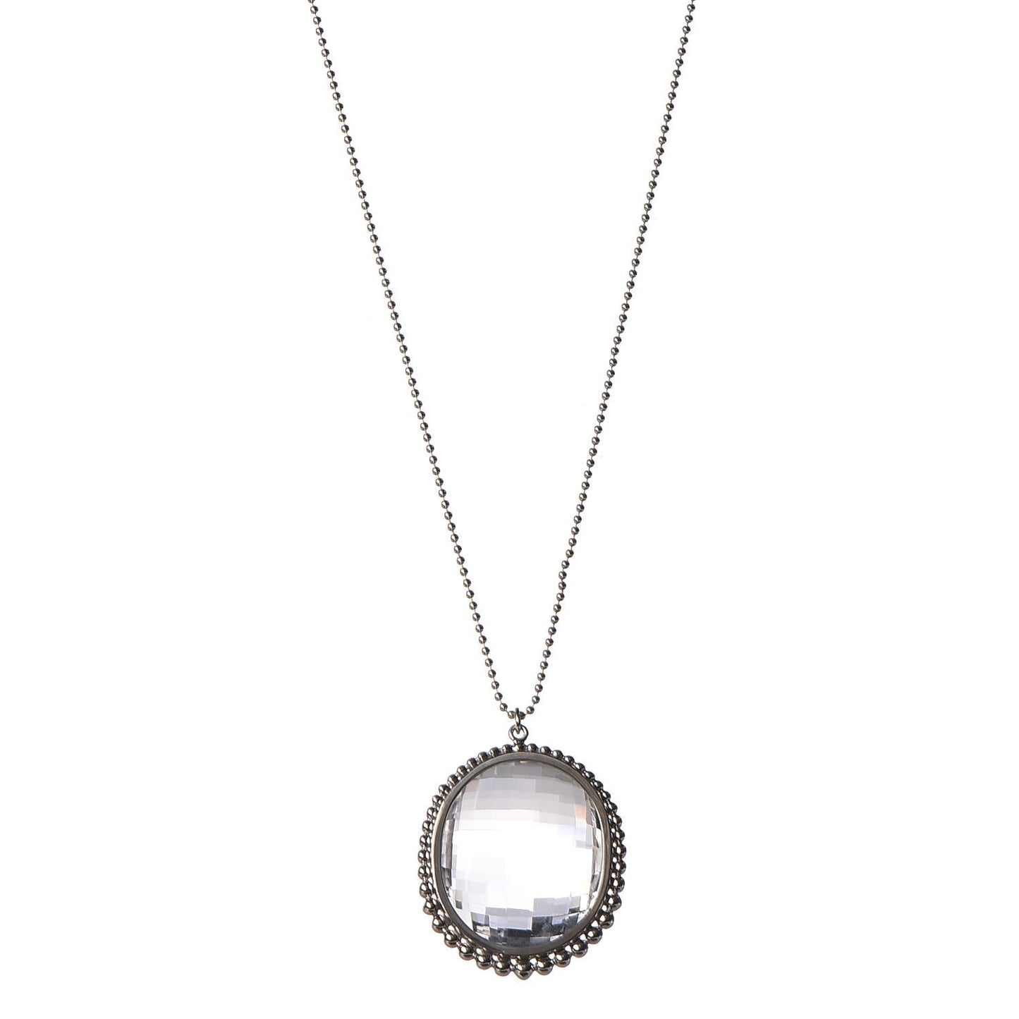 Sterling Silver Crystal Ziegfeld Oval Pendant Necklace