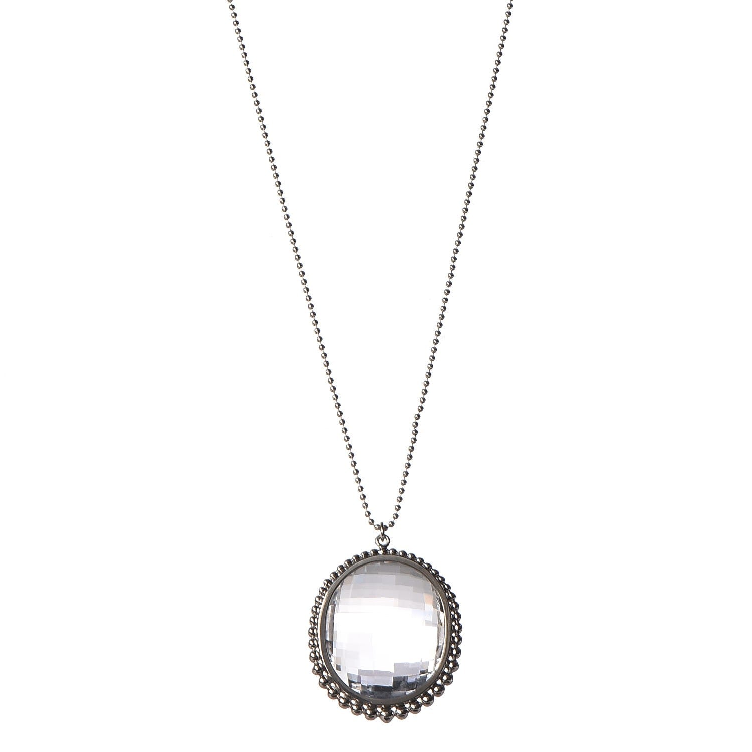 Tiffany Sterling Silver Crystal Ziegfeld Oval Pendant Necklace 1 of 7