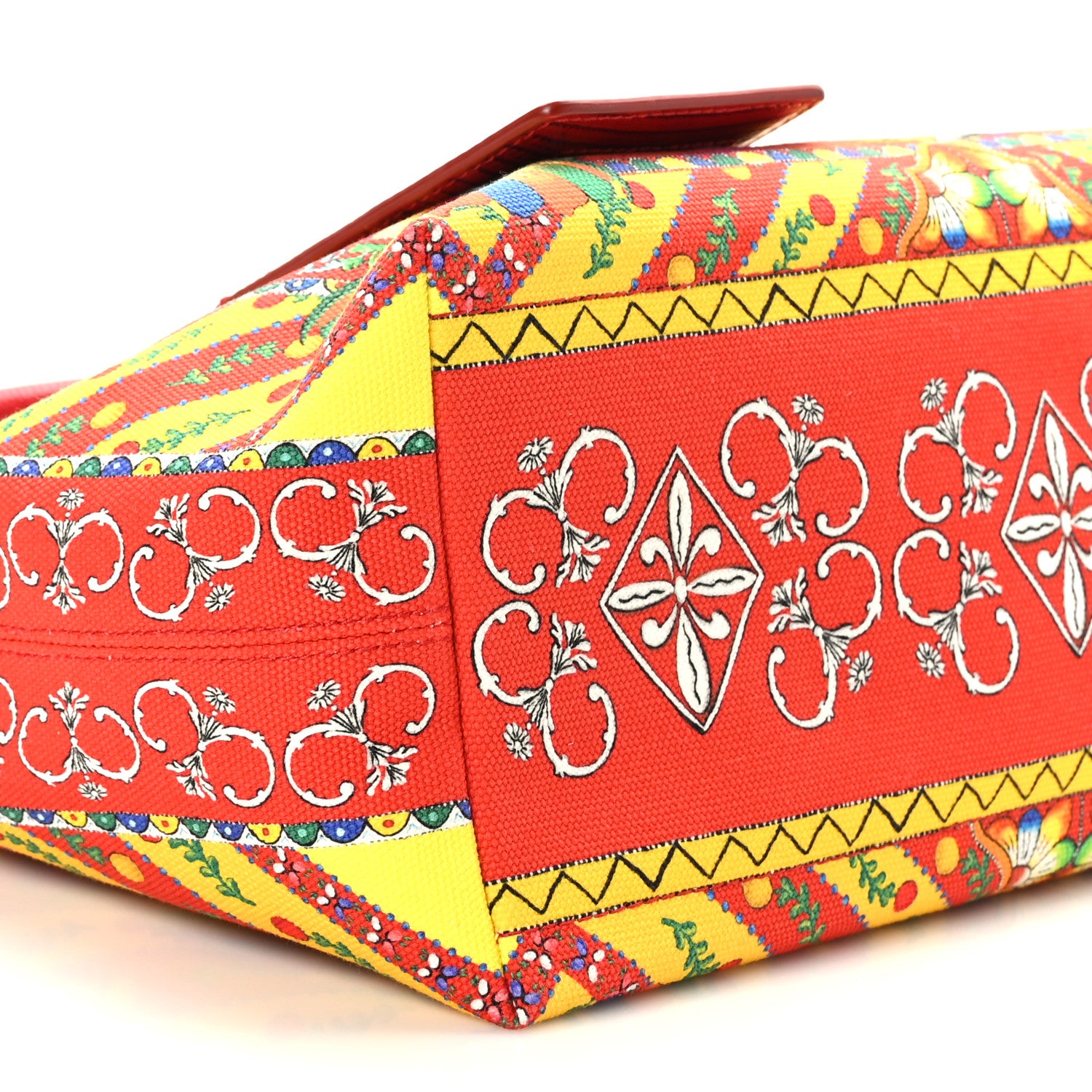 Dolce & Gabbana Canvas Snakeskin Carretto Print Capri Tote Red Multicolor 7 of 8