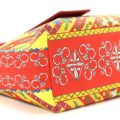 Dolce & Gabbana Canvas Snakeskin Carretto Print Capri Tote Red Multicolor 7 of 8