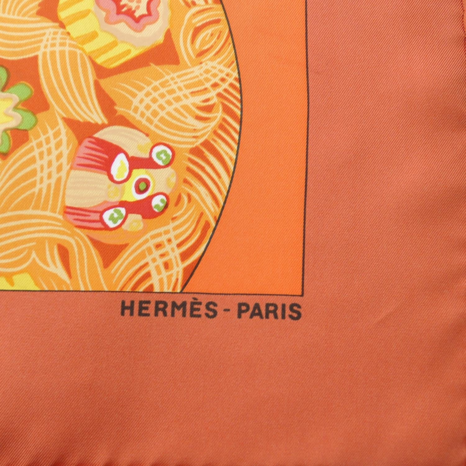 Hermes Silk Sulfure et Presse Papiers II Scarf 90 Orange 5 of 8