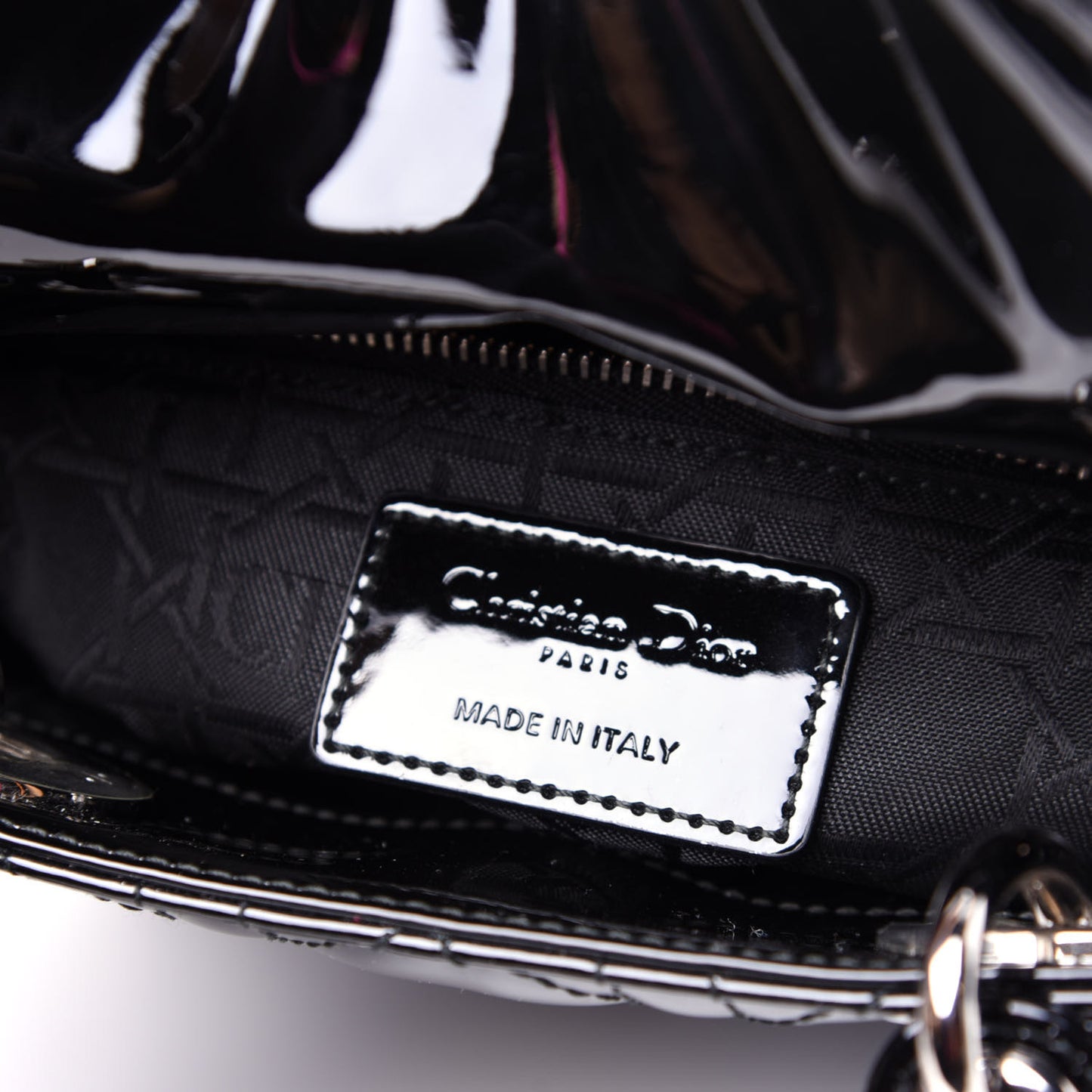 Patent Cannage Mini Lady Dior Black