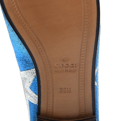 Gucci Lurex Calfskin Starry Sky Womens Jordaan Loafers 38.5 Bluette Silver 9 of 11