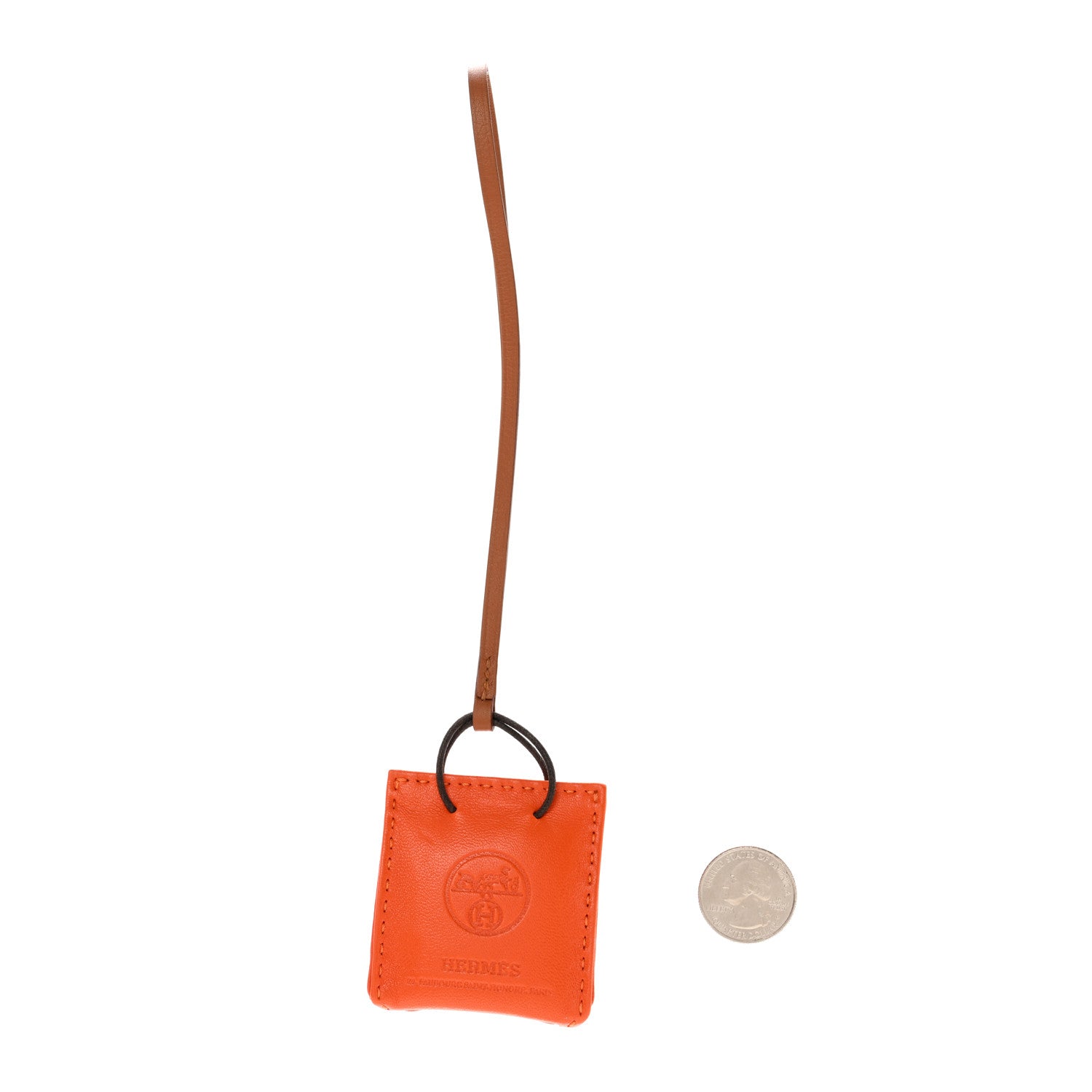 Hermes Milo Lambskin Swift Shopping Bag Charm Feu Gold 2 of 4