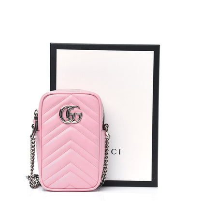 Gucci Calfskin Matelasse Mini GG Marmont Crossbody Bag Wild Rose 12 of 12
