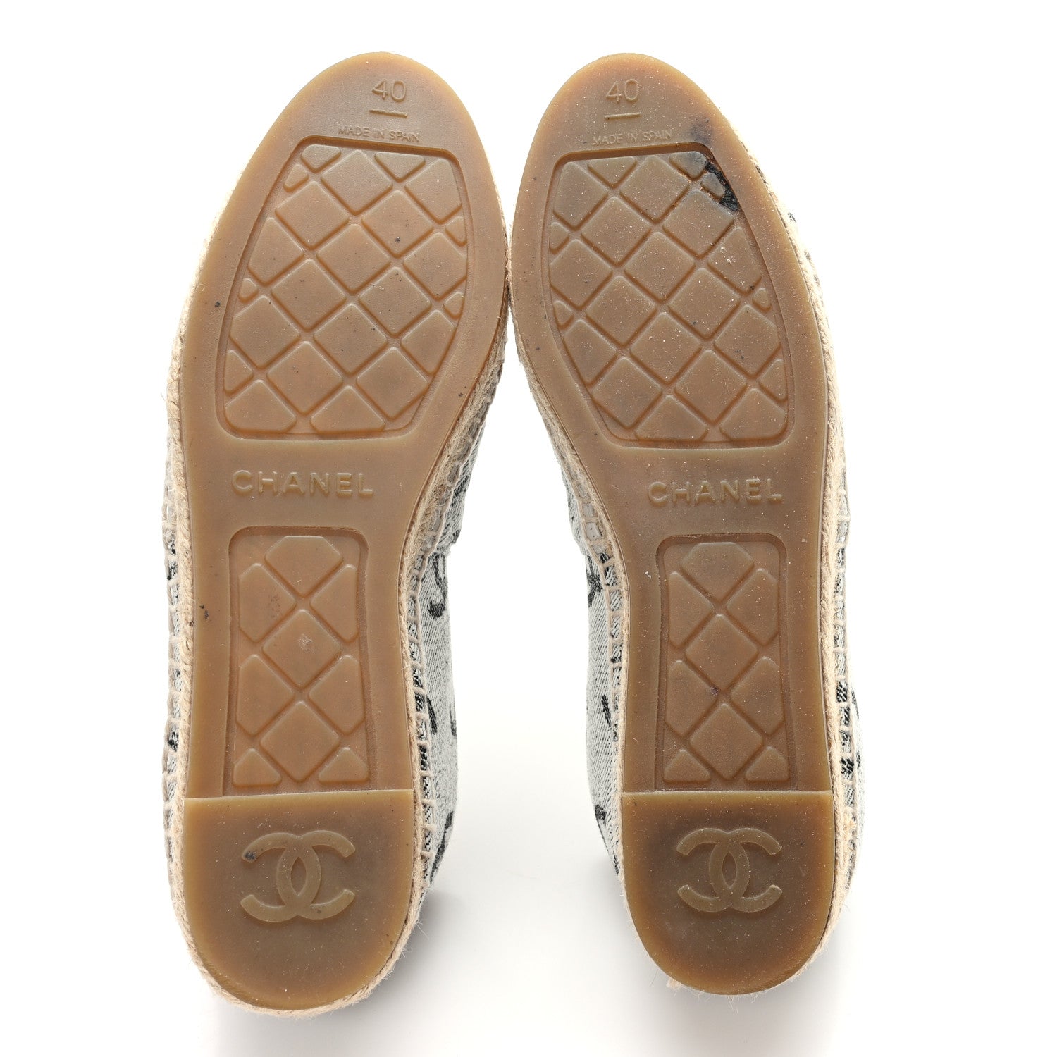 Chanel Cotton Jacquard Grosgrain CC Print Espadrilles 40 Grey Black 7 of 11